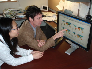 UC Davis postdoc Edith Bai and Benjamin Houlton in 2010. Nitrogen has been a key focus of Houlton’s research. In 2015, Houlton’s group published on a new isotopic fingerprinting method to trace nitrogen’s journey through the global environment.