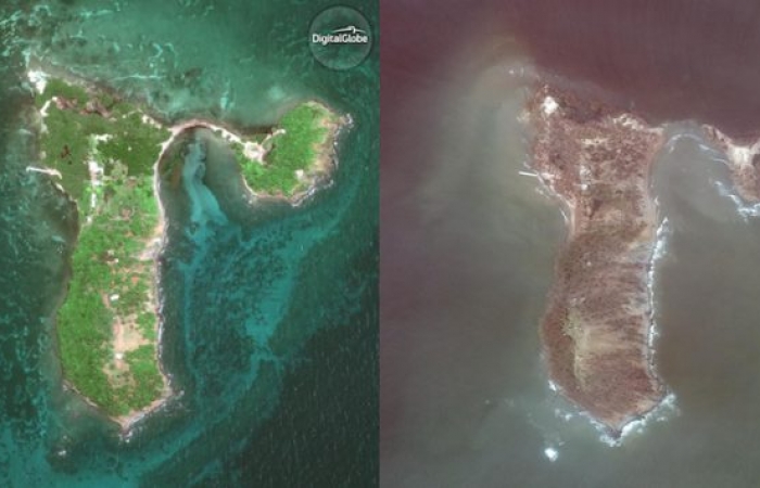 Satellite Images of Cayo Santiago Before and After Hurricane Maria