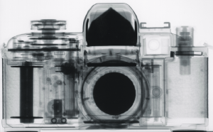 Neutron radiograph of a 35 mm film SLR camera.