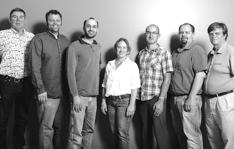 AstRoNA Biotechnologies, Inc., developed out of an interdisciplinary grant from the UC Davis RISE program. From left to right: Bryce Falk, Jeremy Warren, Marc Pollack, Maria Marco, Erkin Seker, Josh Hihath, Andre Knoesen. Not pictured: Paul Feldstein. (UC Davis, May 4th, 2016)