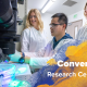 three scientists analyzing samples using equipment