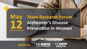 Team Research Forum May 12 at 10:30am. Alzheimer's Disease Prevention in Women