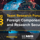 image of globe with event information at forefront: team research forum: foreign components and research security, aug 28, 11am to 12pm, hosted by the uc davis office of research