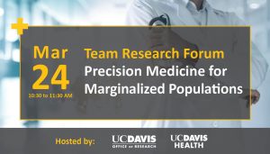 Team Research Forum March 24 at 10:30am. Precision Medicine for Marginalized Populations
