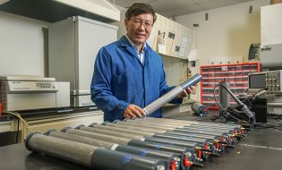 Professor Zhongli Pan and his team developed a novel device called SmartProbe to monitor and predict insect occurrences in agricultural products. (Karin Higgins/UC Davis)