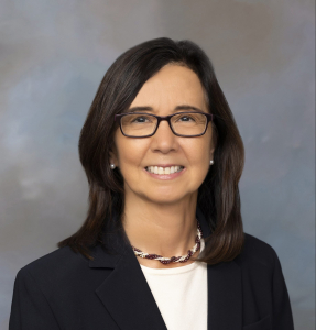 portrait of lisa miller with gray background