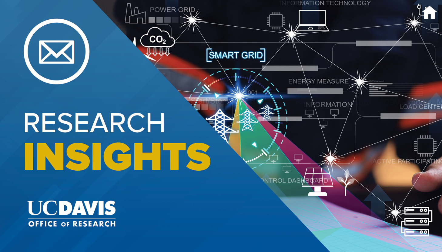 Research Insights Newsletter cover with abstract image of energy hub in background