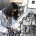 Lab worker working at bench