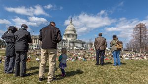 Protestors leave shoes in front of Capitol to protest gun violence