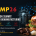 graphic featuring event information over an image of biomanufactured food products like a hamburger, seafood and chocolate