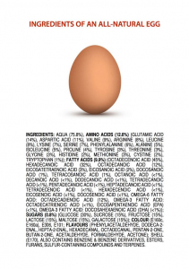 Image of egg with lengthy list of natural ingredients